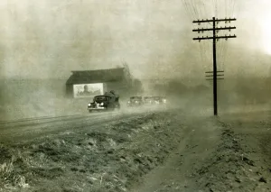 Climate Prints: Dust storms near Lawrence Kansas create a hazard for motorists and a disaster for farmers