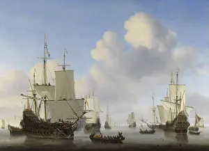 Dutch Ships in a Calm, by Willem van de Velde (II), c. 1665, Dutch painting, oil on canvas