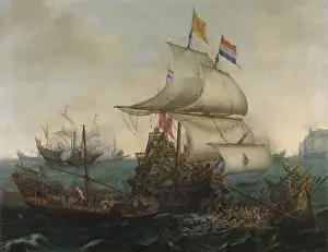 1610s Prints: Dutch Ships Ramming Spanish Galleys off the English Coast