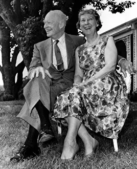 Mamie Prints: Dwight Eisenhower and Mamie Eisenhower outisde their home