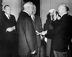 Earl Prints: Dwight Eisenhower taking oath of office in a private ceremony in the East Room of the White House