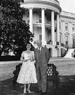 Couples Portraits Prints: Dwight and Mamie Eisenhower on White House Lawn. Ca. 1953-1960 - (BSLOC_2014_16_85)