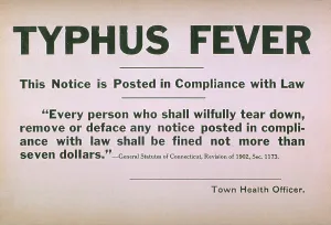 Sick Prints: Early 20th century quarantine sign for the contagious disease typhus fever