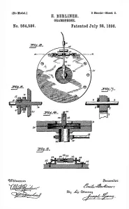 Subst Size Prints: Early recording device: The Berliner gramophone detail patent, 1896