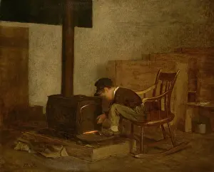Eastman Prints: The Early Scholar, by Eastman Johnson, 1865, American painting, oil on academy board