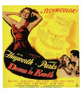 Images Dated 27th November 2013: DOWN TO EARTH, US poster, from left: Rita Hayworth (twice), Larry Parks, 1947