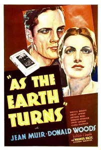 Muir Prints: AS THE EARTH TURNS, from left: Donald Woods, Jean Muir on midget window card, 1934