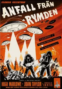 EARTH VS. THE FLYING SAUCERS, (aka ANFALL FRAN RYMDEN), Swedist poster art, 1956