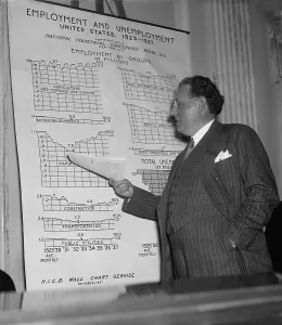 Jobless Prints: Economist Virgil Jordan with charts about Great Depression unemployment