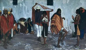 Folk Prints: Ecuador. Indigenous painting. 'Dancec'