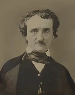 Writers Prints: Edgar Allan Poe, detail of a daguerreotype portrait made several months before Poes death at age 40