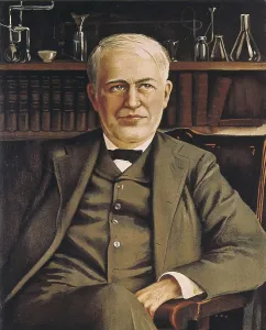 Edison Prints: EDISON, Thomas Alva (1847-1931). Oil on canvas. AISA/Everett Collection**US SALES ONLY**