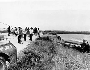Accident Prints: Edward Kennedy's 1967 Oldsmobile being pulled from the Willamette River after July 18