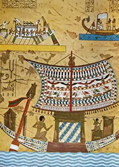 Rowing Prints: Egyptian ship on the Nile. Egyptian art