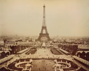 Worlds Fair Prints: Eiffel Tower and Champ de Mars seen from Trocadero Palace, Paris Exposition, 1889