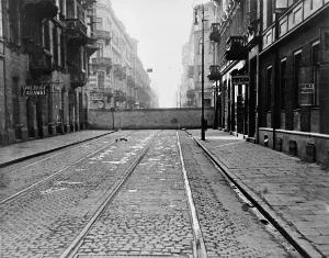 Genocide Prints: Eight-foot high concrete wall encircling Jewish ghetto in German occupied Warsaw
