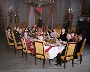 Mamie Prints: Eisenhower family Christmas dinner in the White House. Ca. 1959-60. - (BSLOC_2014_16_113)