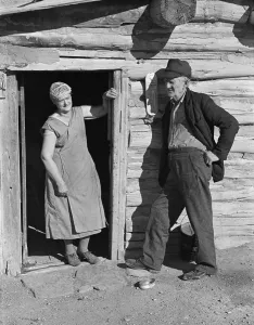 Russell Lee Photo Prints: Elderly farmer couple on relief