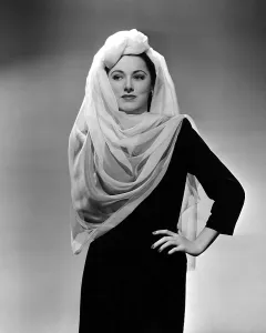 Leah Prints: ELEANOR PARKER wearing a turban and scarf treatment made of chiffon