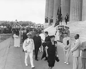 Public Ceremonies Prints: Eleanor Roosevelt at the 38th annual conference of the NAACP at Lincoln Memorial