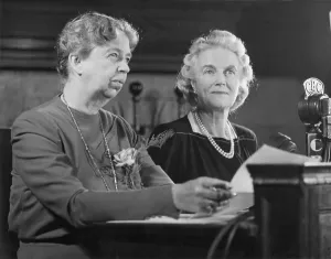 2013 Prints: Eleanor Roosevelt and Clementine Churchill during a radio broadcast. Quebec. Sept. 1944