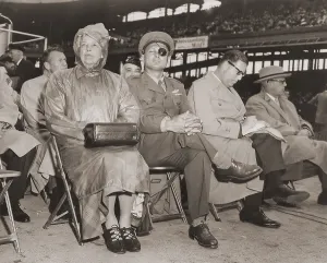 Zionism Prints: Eleanor Roosevelt Moshe Dyan Abba Eban and George Meany at The Freedom Rally in New York City