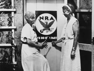 2013 Prints: Eleanor Roosevelt and Nancy Cook with a NRA poster at Val-Kill in Hyde Park. 1933