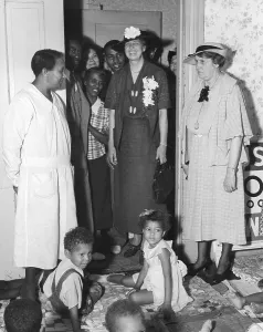 First Ladies Prints: Eleanor Roosevelt visiting a WPA Works Progress Administration nursery school for African Americans in Des Moines Iowa