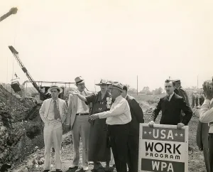 First Ladies Prints: Eleanor Roosevelt at a WPA site in Des Moines Iowa