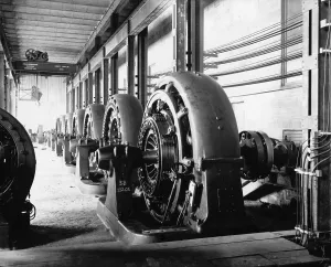 Michigan Prints: Electrical generators in Edison Sault Power Plant at Sault Ste