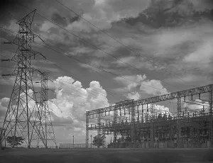 Alabama Prints: The electrical switchyard at the TVA's Wilson Dam transmitted electricity for nitrate explosives manufacturing
