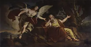 Elijah and the Angel, by Francis Maggiotto, 18th century, oil on canvas. - Italy, Veneto, Venice, St John's Church in Bragora. Whole artwork view