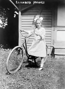 Bicycle Prints: Elizabeth Hughes, with bicycle. ca. 1915-1925