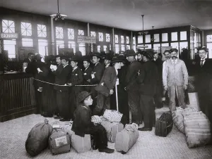 Lines Prints: Ellis Island provided new immigrants with services to prevent their exploitation by dishonest moneychangers