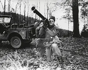 Jeep Prints: Elvis Presley training with a bazooka while on maneuvers in Germany