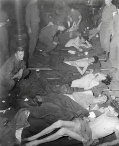 Starvation Prints: Emaciated American POWs taken prisoner Battle of the Bulge receive medical care