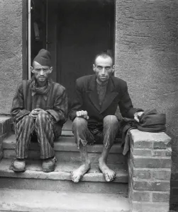 Liberation Prints: Emaciated liberated inmates Nordhausen Concentration camp