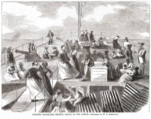 Migration Prints: Emancipated African Americans on a ship to the Northern region of the US
