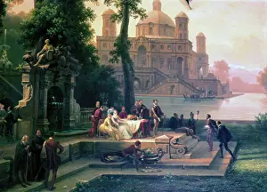 Fountain Prints: Emanuele Filiberto receives Torquato Tasso in the gardens of the park