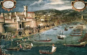 Harbors Prints: Embarkation of Moriscos in the harbor of Vinaroz