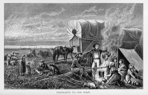 September Prints: Emigrants to the West. Pioneers. 1830s