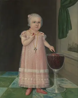 Curtains Prints: EMMA VAN NAME, by Joshua Johnson, 1805, American painting, oil on canvas