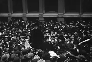Burns Prints: Emmeline Pankhurst speaking to a crowd of 5