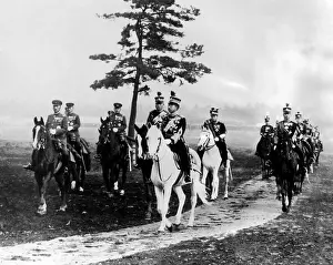 Horseback Prints: Emperor Hirohito, accompanied by members of his military suite