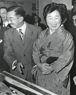Charity Prints: Emperor Hirohito and Empress Nagako at an exhibition at a Tokyo Department store