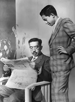 Plaid Suit Prints: Emperor Hirohito and his son, Crown Prince Akihito