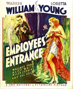 Images Dated 6th October 2009: EMPLOYEES ENTRANCE, from left: Warren William, Loretta Young on window card, 1933