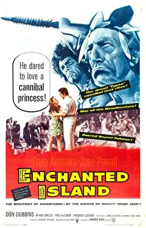 3lmpy Prints: ENCHANTED ISLAND, US poster, center from left: Dana Andrews, Jane Powell, 1958