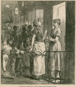 Neighborhoods Prints: Engraving of a hot summer night in the German neighborhood of New York. Many U.S