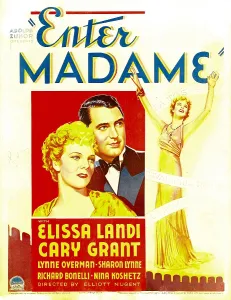 Landi Prints: ENTER MADAME, from left: Elissa Landi, Cary Grant on window card, 1935